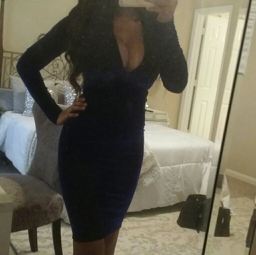 Blue velvet dress
